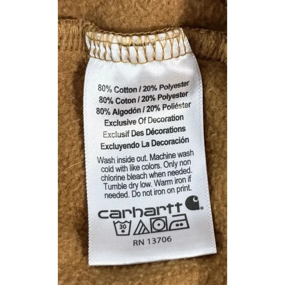 Carhartt Full Zip Hoodie Kid's 2T Sweatshirt Brown Embroidered Logo Pockets